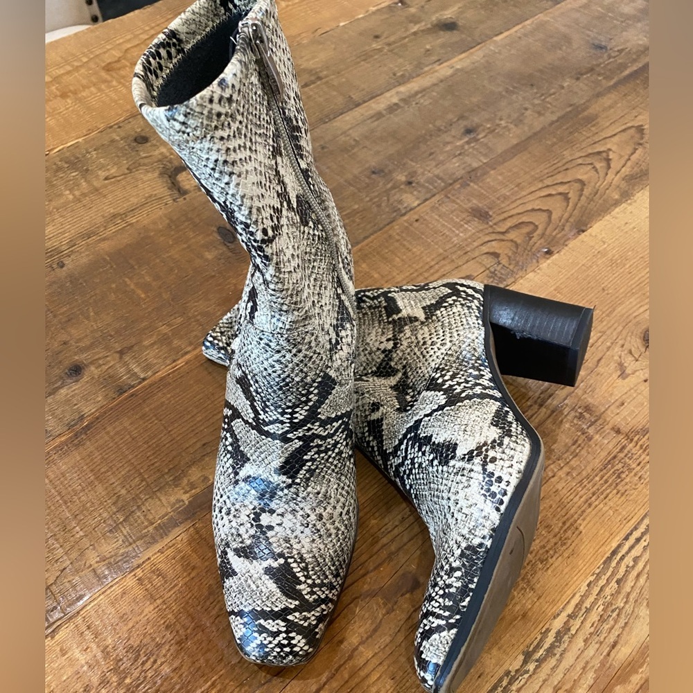 Franco Sarto Snakeskin Boots, Size 9